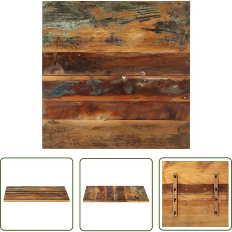 The Living Store Dessus de table carré 60x60 cm 15-16 mm Bois de récupération - Dessus De Table - Bois Massif - Table Basse - Meuble Vintage - Décoration Intérieure (1/5)