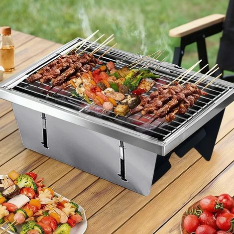 IGT Barbecue Grill pliant charbon de bois poêle à bois chauffage Portable Camping pique-nique ustensiles de cuisine support de Barbecue en acier inoxydable (1/5)