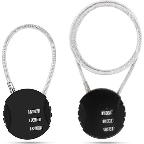 BRAVIX serrure à code de ligne 2 pièces cadenas de voyage serrure à code casier serrure à bagages de sport serrure à code réinitialisable (long et court)