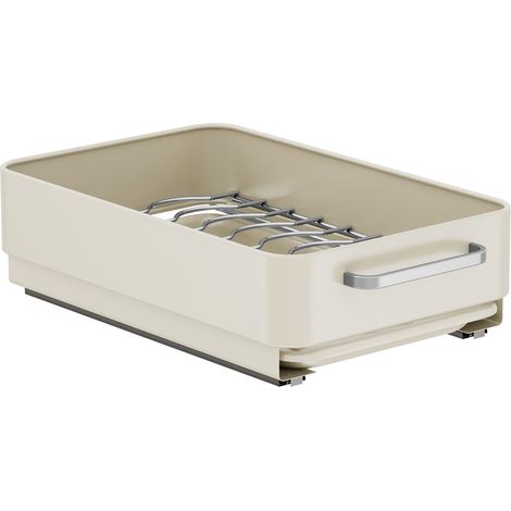 Égouttoir à vaisselle extensible 2 en 1, support de couvercle de casserole, organiseur de placard extensible avec tapis d'égouttement, étagères de rangement pour armoires de cuisine, 25 x 39 x 10 cm (1/5)