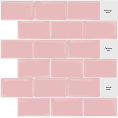 10 pcs waterproof wall tile stickers, bathroom & kitchen, pink, 30×30cm (1/5)