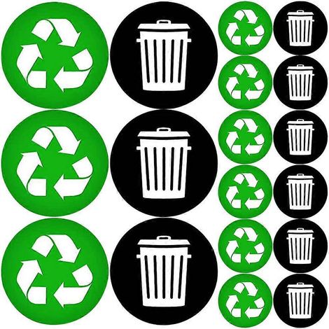 lot d'autocollants pour poubelle de recyclage en PVC-12.5X12.5X0.1CM (1/2)