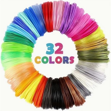Recharges pour stylo 3D - Filament pour stylo 3D - 32 couleurs, Filament pour stylo 3D 1,75 mm - Kit de couleurs pour stylo 3D - Accessoires pour stylo 3D, Filament pour impression 3D - Sans stylo 3D (1/5)