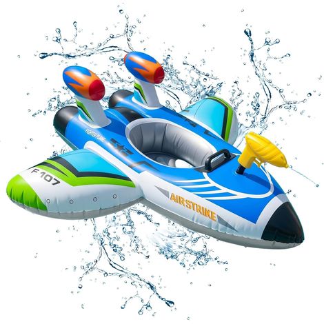 Bouée Piscine Avion avec Pistolet, Flotteur Gonflable Aquatique, Accessoire Piscine pour Loisirs d’été (1/5)