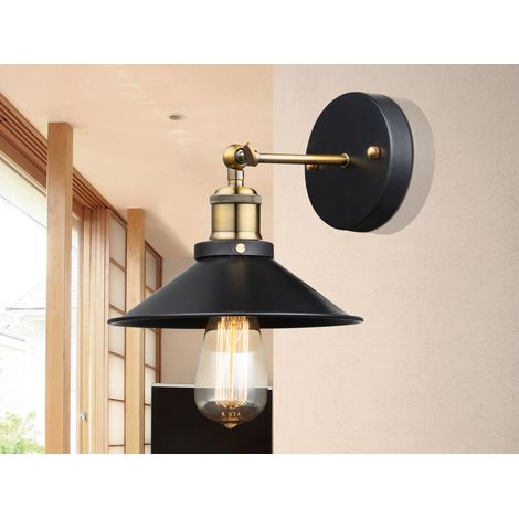 Wandlampe Wandleuchte Wohnzimmerlampe schwarz messing verstellbar, Metall, Landhaus Stil, 1x E27 Fassung, BxHxT 22x20x26 cm (1/5)