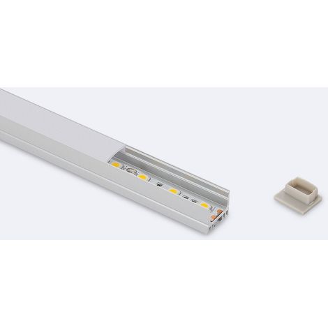 Profilo in Alluminio da Superficie con Coperchio Continuo per Striscia LED fino a 13 mm Bianco traslucido Alluminio 2 m (1/3)