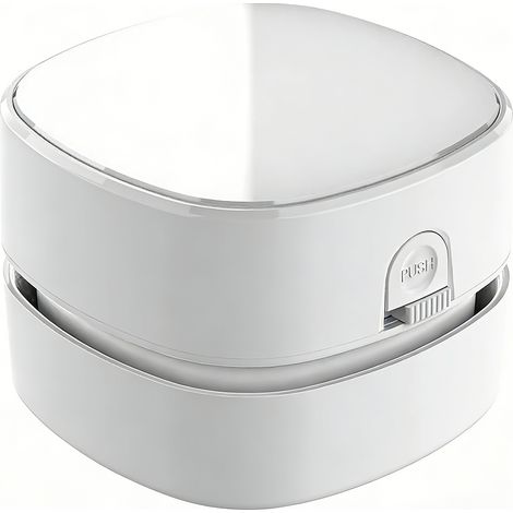 Mini aspirateur de table blanc fonctionnant sur piles AA, jusqu'à 400 minutes d'autonomie, rotation à 360° pour aspirer les miettes et autres débris de bureau, idéal pour la maison, l'école et le bure (1/5)