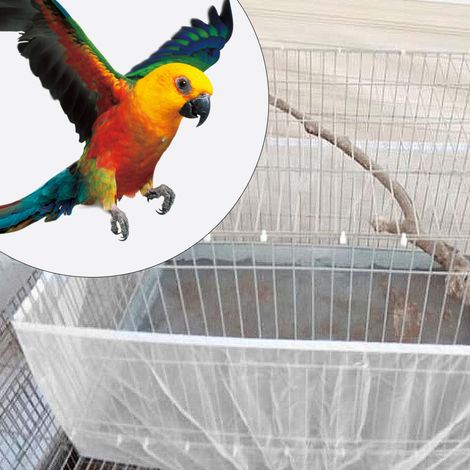 Accessoire pour cage à oiseaux : filet de protection aéré lavable en machine, récupérateur de graines (blanc), taille moyenne (1/5)