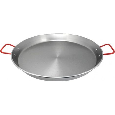 Padella Per Spaghetti All' Assassina Tegame in Ferro Spazzolato, Manici Rossi, per Cottura Tradizionale 50 cm