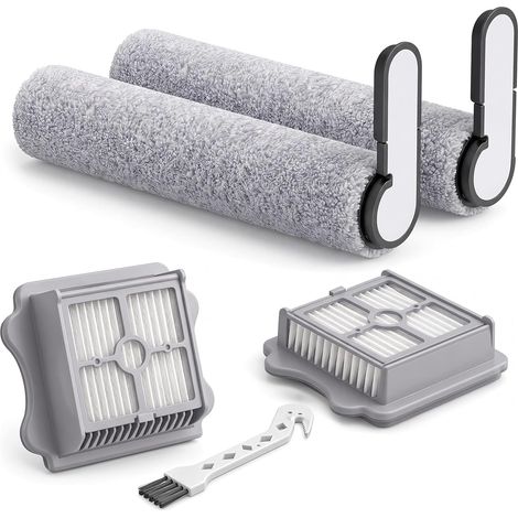 Lot de 5 Accessoires pour Aspirateur Roborock F25 F25 ACE F25 RT F25 LT F25 ALT F25 GT F25 XT F25 BX F25 Ultra F25 ACE Pro F25 ACE Combo F25 Combo Humide Sec, 2 Rouleaux Brosse, 2 Filtres HEPA (1/5)