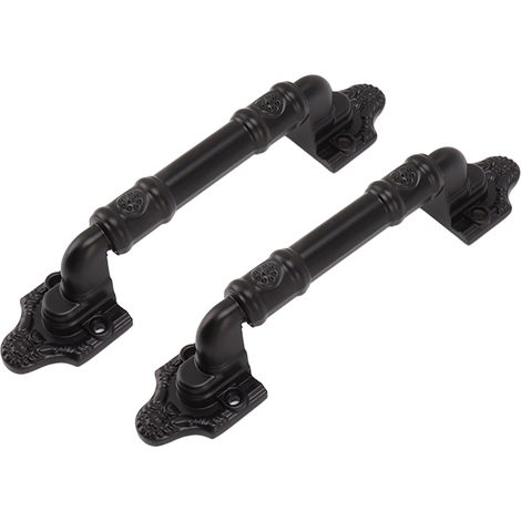 Lot de 2 poignées de porte robustes, surface lisse, noires, flexibles, pour portes coulissantes d'entrepôt (1/5)