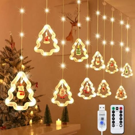 Rideau Lumineux Noël - - Guirlande Lumineuse - 100 LED - 8 Modes d'Éclairage - Étanche IP55 (1/4)