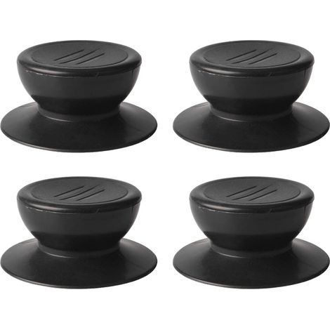 Bouton de couvercle 4 pièces, bouton de remplacement de couvercle de cuisine universel, couvercle en verre, poignée de couvercle en verre - noir (1/5)