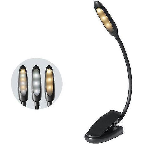 Lampe de Lecture, LED Liseuse Lampe Clip USB Rechargeable, 360Cou Flexible, 3 Température de Couleur (Blanc/Chaud/Blanc Chaud), Mini Veilleuse pou (1/4)