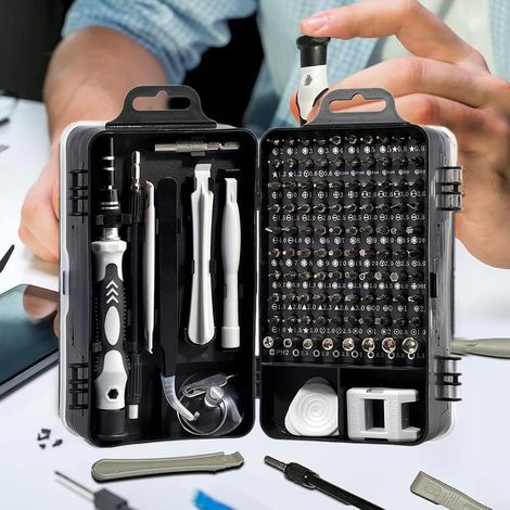 Jeu de tournevis de précision 115 en 1, adapté à la réparation de téléphones portables, d'ordinateurs, de montres et autres produits électroniques.