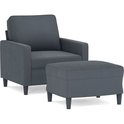 Maison Exclusive - Fauteuil avec repose-pied Gris foncé 60 cm Velours