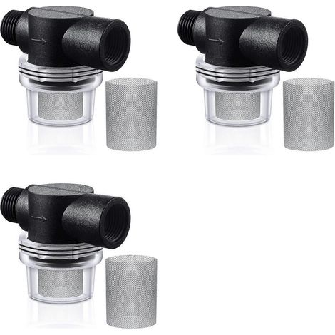 Ensemble de 3 filtres pour pompe à eau comprenant un filtre à visser et un tamis supplémentaire de 50 mesh, filtre 1/2 (1/5)