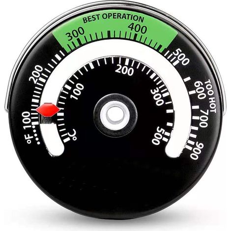 Thermomètre à cadran magnétique - noir et vert (avec vis)