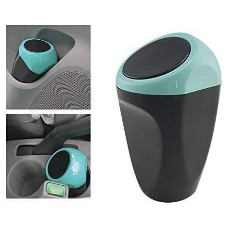Mini poubelle de voiture peut en plastique des déchets poubelle 16x8CM poubelle conteneur de stockage pour l'intérieur de la voiture/bureau/maison(Poubelle Blue-Mini) (1/5)