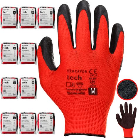 Gants de travail MERCATOR Tech en latex rouge et noir - Taille M - 120 paires (1/5)
