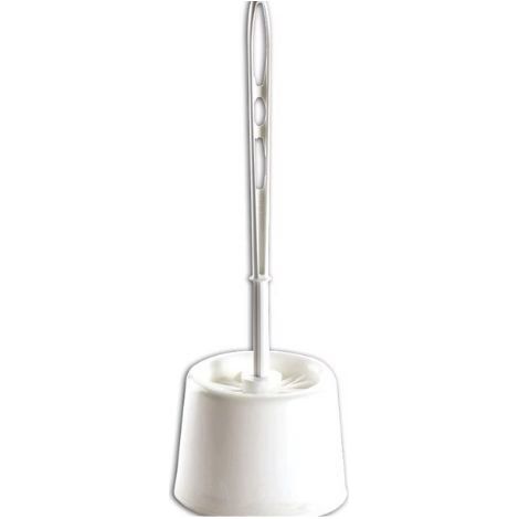 Combine WC Blanc avec Brosse Balayette et Socle - Polypropylène - Brosse Toilette Collectivite et Usage Domestique