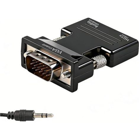 Convertisseur HDMI vers VGA avec Audio 1080p, Adaptateur HDMI Femelle vers VGA Mâle avec Câble Audio 3,5 mm, Adaptateur de Vidéo pour PC Ordinateur Portable Xbox HDTV (1/5)