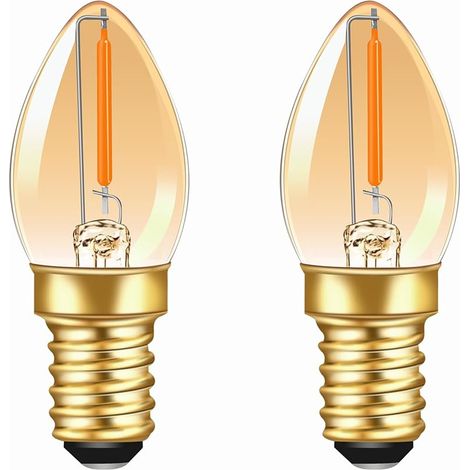 Ampoule LED Filament E14 C7 0.5W Ampoule Bougie, 5W Équivalent, 50LM 2200K Blanc Chaud Ambre Vintage Edison E14 Veilleuse Décorative, Non Dimmable, Lot de 2 (1/5)