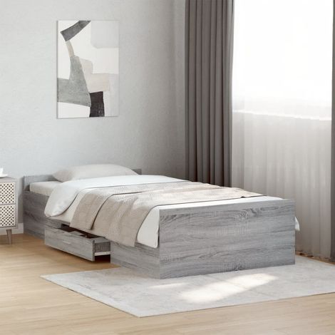 Bettgestell mit Schubladen Grau Sonoma 75x190 cm Holzwerkstoff (1/5)