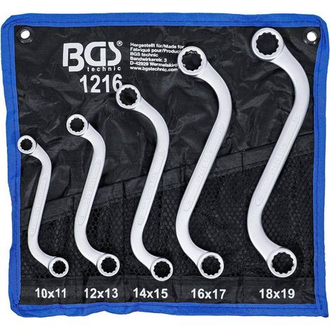 Jeu de Clés à Oeil Doubles en S 5 pcs - 10 x 11 à 18 x 19 mm - Acier Résistant et Pratique pour Bricolage - D-Work