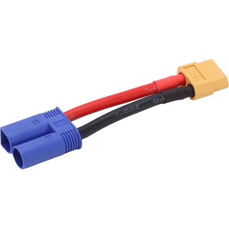 Câble souple en silicone flexible avec connecteur XT60 femelle vers EC5 mâle pour voitures, avions et bateaux radiocommandés. (1/5)