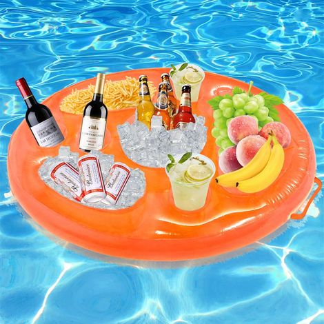 Bar de piscine, 2 en 1 pour boissons et collations, 8 trous, grande capacité, gonflable, porte-gobelet, plateau flottant, plateau pour l'été, la piscine, les fêtes, le parc aquatique, la plage (1/5)
