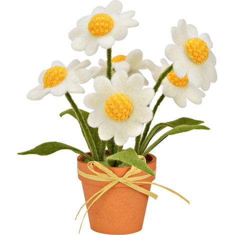 Décoration Marguerites feutre en pot de jardin