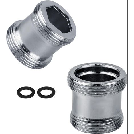 Paquet de 2 Adaptateur de robinet M18 à M22 adaptateur de filetage pour filetage extérieur M18 et M22, idéal pour les aérateurs et les éviers (1/5)