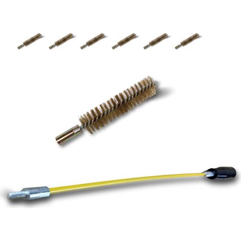 Ecouvillon LAITON Condenseur Lot de 6 avec 1 tringle flexible 48 cm Ø 18 mm Raccord laiton taraudé M6 femelle Torsade acier galvanisé Paroi tube alésage Kibros 4TCL18Tx6