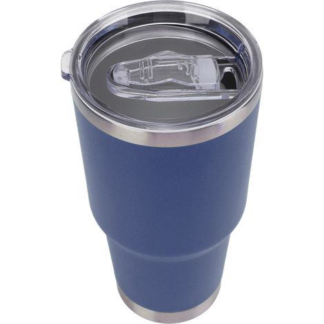 Bouteille isotherme en acier inoxydable à double paroi avec couvercle, idéale pour les voyages (TravelBlue). (1/5)