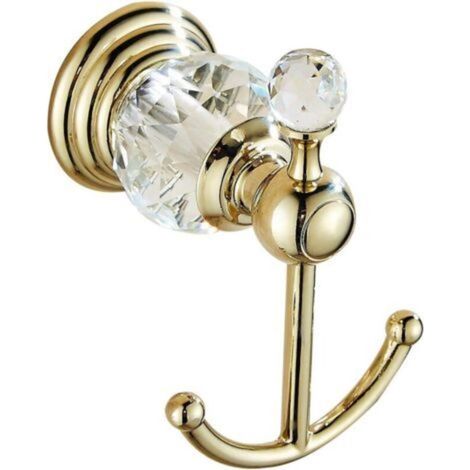 Crystal towel hook, gold robe hook, bathroom towel rack, suitable for wall mounting between kitchen cabinets (1/5)