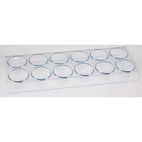 Bosch – Huevera para frigorífico – Repuesto de refrigerador incluido – Color transparente – Dimensiones 9,8cm x 2,5cm x 28,1cm – Material plástico