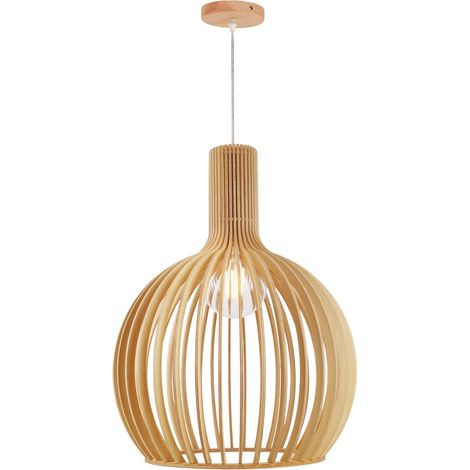 Plafonnier en bois, E27, style nordique Ø28 cm (1/5)