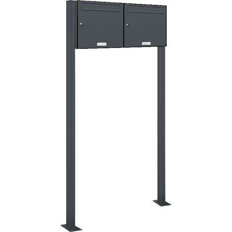 2er Standbriefkasten Anlage Freistehend RAL 7016 - Anthrazit (1/5)