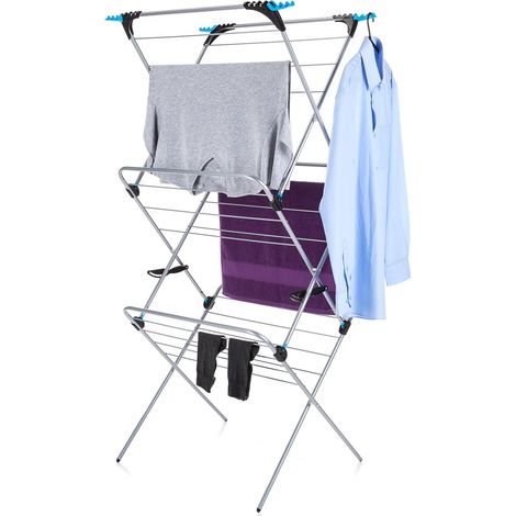 Minky Séchoir à Linge 3 Niveaux avec Coins rabattables, argenté (1/5)