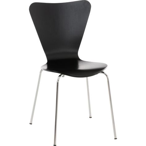 Sedia da cucina sala da pranzo x1 impilabile triangolo schienale in legno nero e metallo cromato 100003332