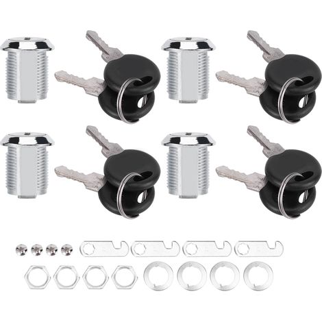 4 jeux de serrures à came en alliage de zinc pour classeur, boîte aux lettres, tiroir, porte coulissante, avec clés (103-20)
