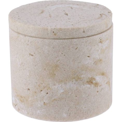 Boite a coton polyresine facon travertin - naturel - Tendance