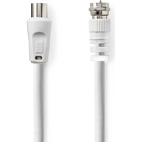 Cable satellite et antenne f male iec coaxial male nickele 30 db 75 ohm double blindage 500 m rond pvc blanc enveloppe (1/3)