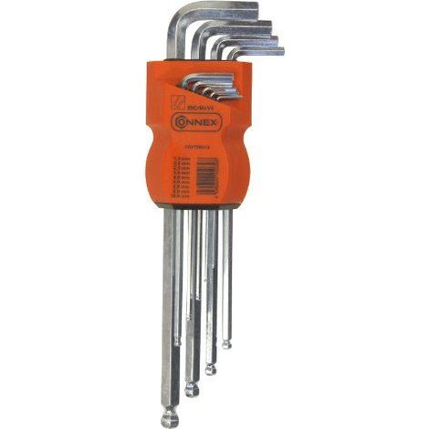 Connex COXT560315 Jeu de cles hexagonales longues a tetes rondes 9 pieces 1,5-2,0-2,5-3,0-4,0 - (1/2)