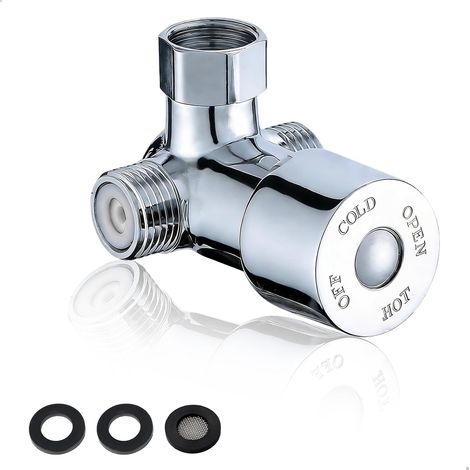 Connecteur Vanne Mélangeuse 3 Voies G1/2 en Laiton, raccord en T mâle 1/2" pour pulvérisateur avec Filetage Profond et Joints d'Étanchéité, pour Vanne d’Angle, Machine à Laver, Toilette (1/5)