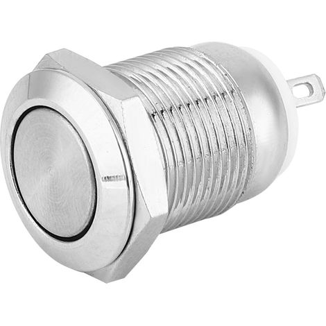Bouton Poussoir Métal 5 Pièces Interrupteur Normalement Ouvert 2 Broches Étanche Auto-Réinitialisation Fournitures Électroniques (Tête Plate) (1/5)