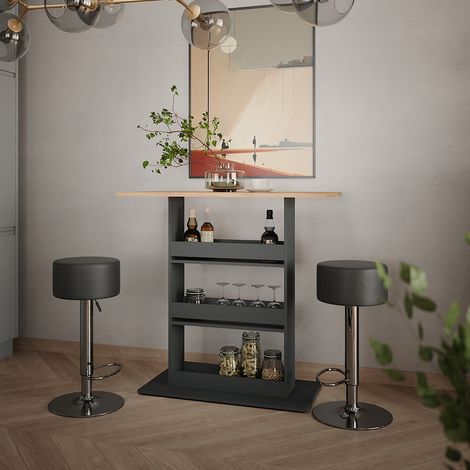 Bartisch-Set Repose, GKO/ANT, 110 x 55 cm mit 2 Barhockern, Vicco