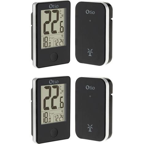 Lot de 2 thermomètres intérieur extérieur sans fil - noir - Otio (1/5)