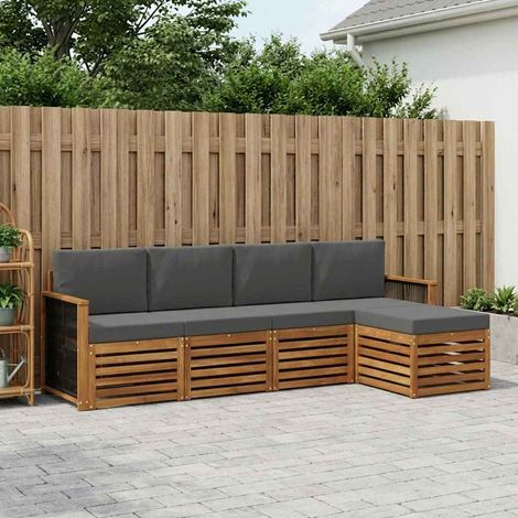 vidaXL Outdoor-Sofagarnitur mit Kissen 5 pcs Natur und Anthrazit (1/5)